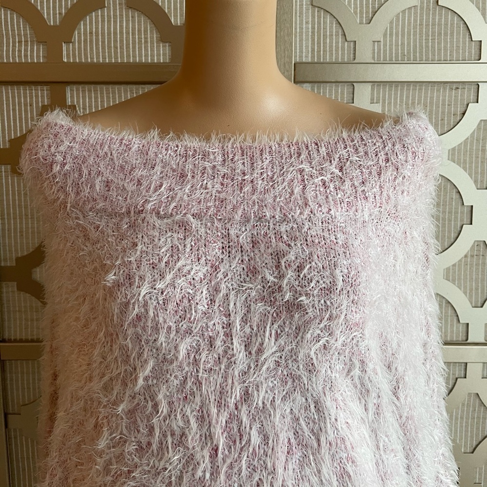 Express! BRAND NEW! Never worn! Fuzzy off the shoulder sweater! Medium